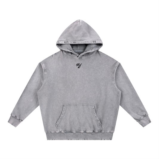 Snow Wash Hand-Frayed Heavyweight  Hoodie